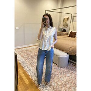 Anna Kay White Ruffle Tank Top Size S